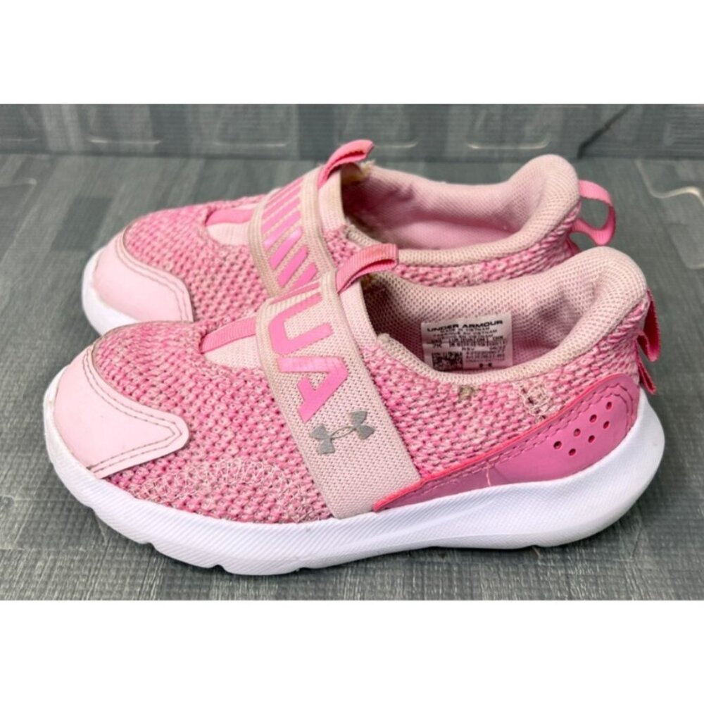 Under Armour Surge 3 3026533-600 Sneaker Shoes Pink Baby Infant Size 7K